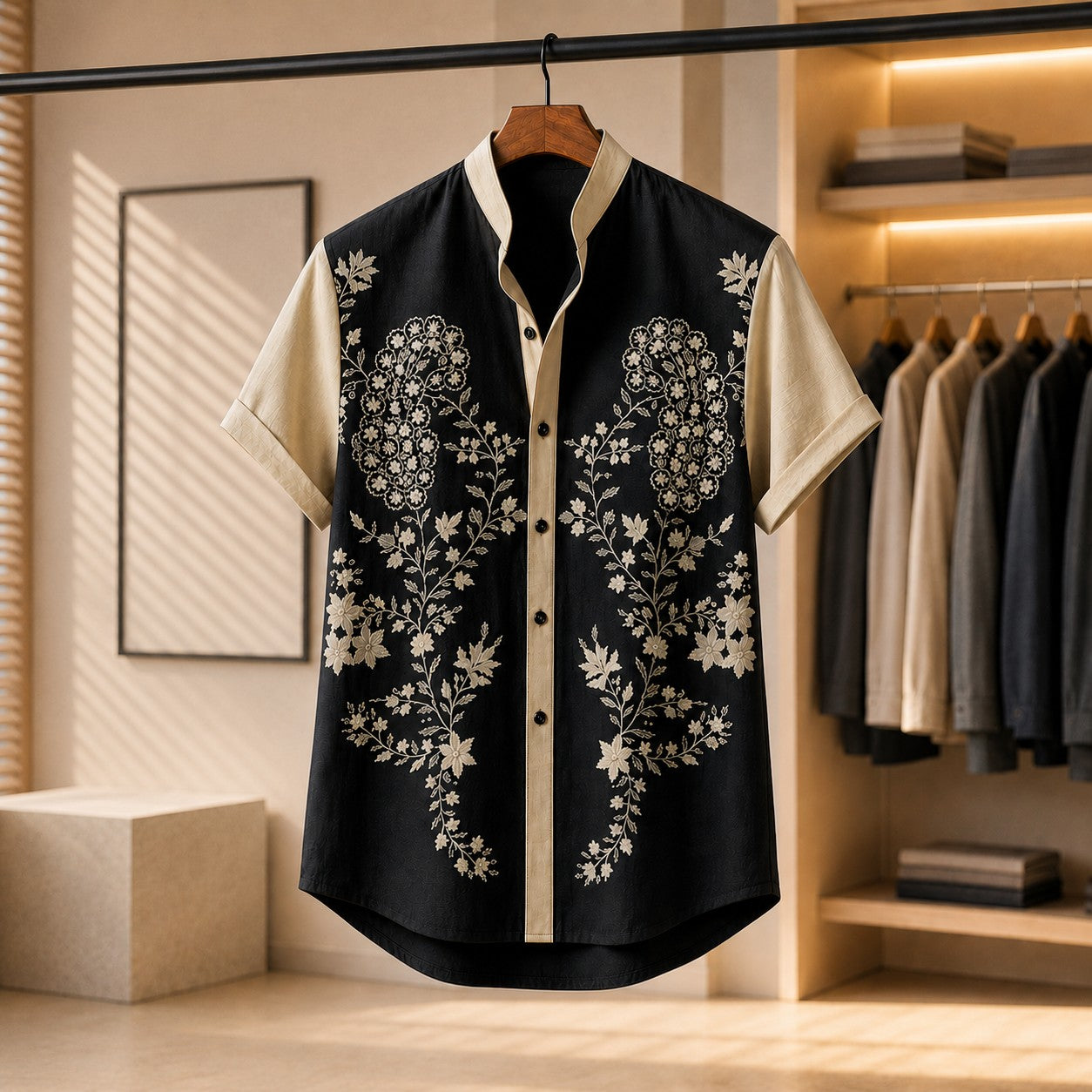 BAROQUE FLORAL ART PRINT SHIRT