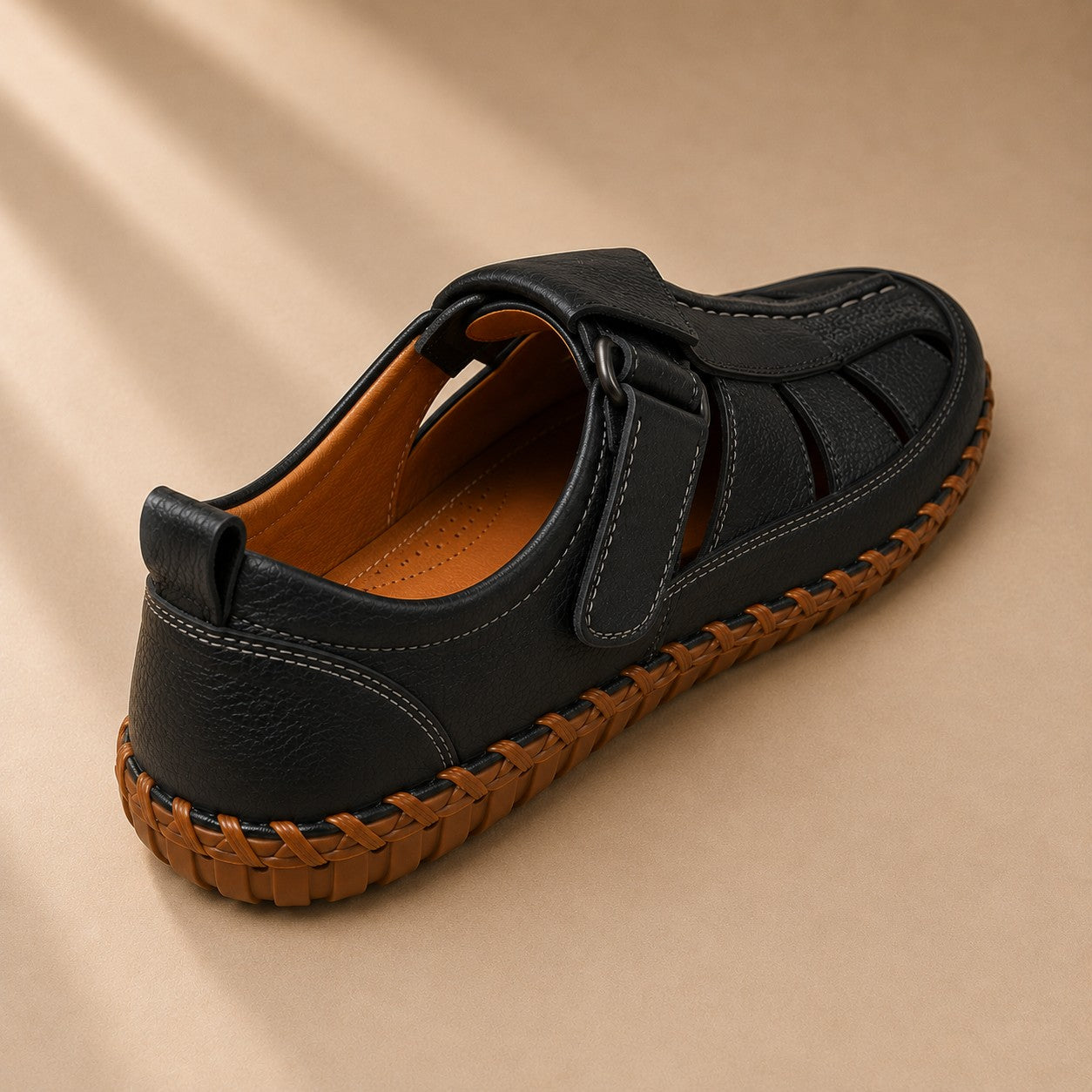 CAGE WEAVE LEATHER SANDALS