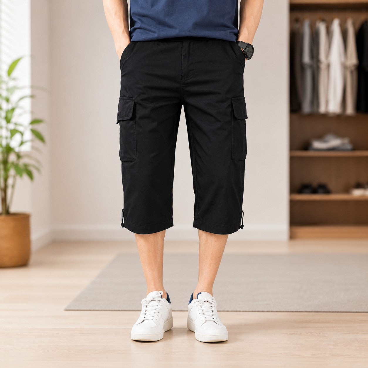 CARGO ELASTIC WAIST SHORTS