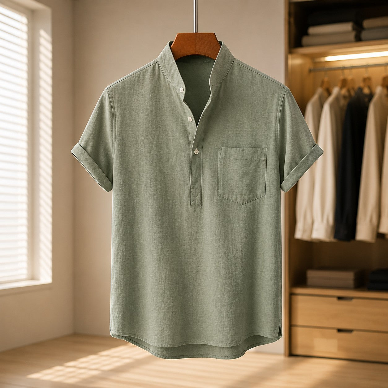 LINEN CHEST POCKET SHIRT
