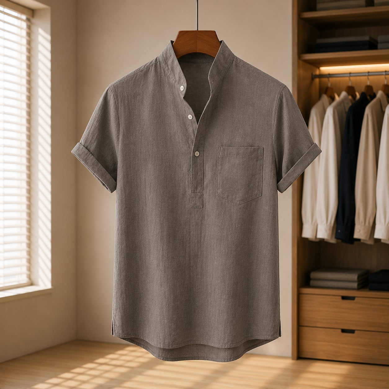 LINEN CHEST POCKET SHIRT