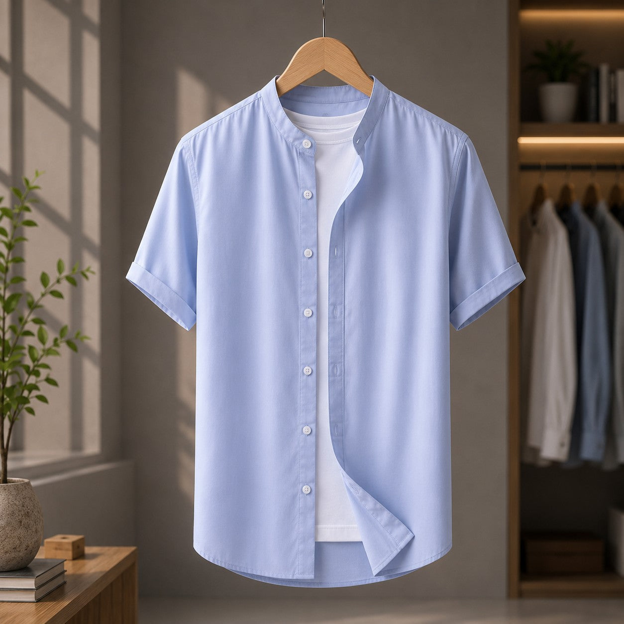 LINEN COLLAR SHIRT