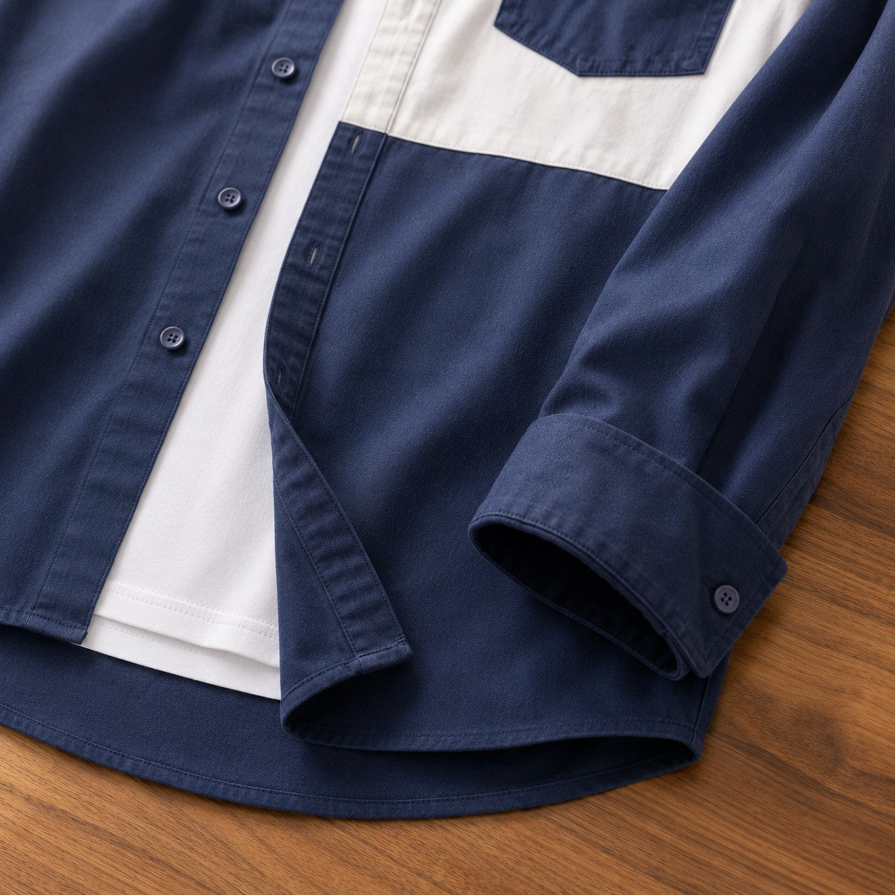 LINEN SPLICE CASUAL SHIRT