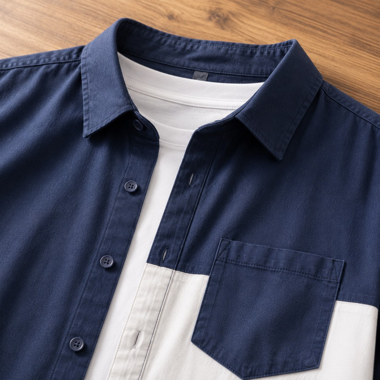 LINEN SPLICE CASUAL SHIRT
