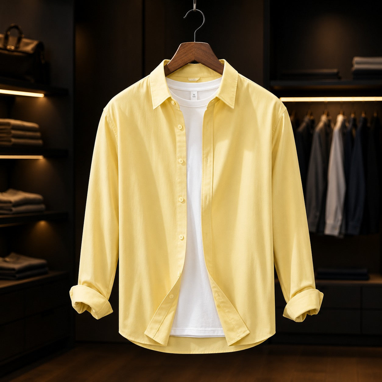 OPEN COLLAR COTTON SHIRT