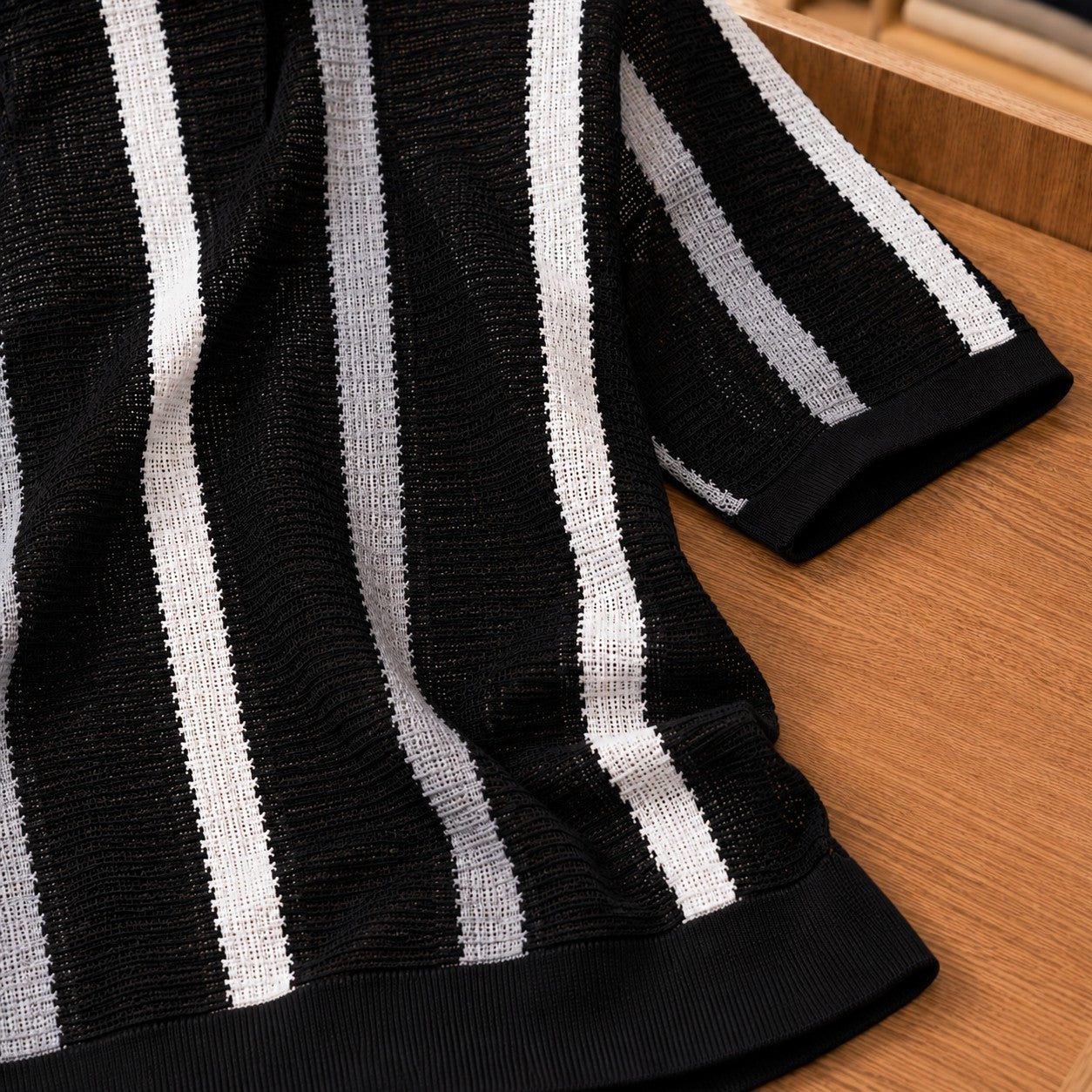 OPEN WEAVE STRIPE POLO