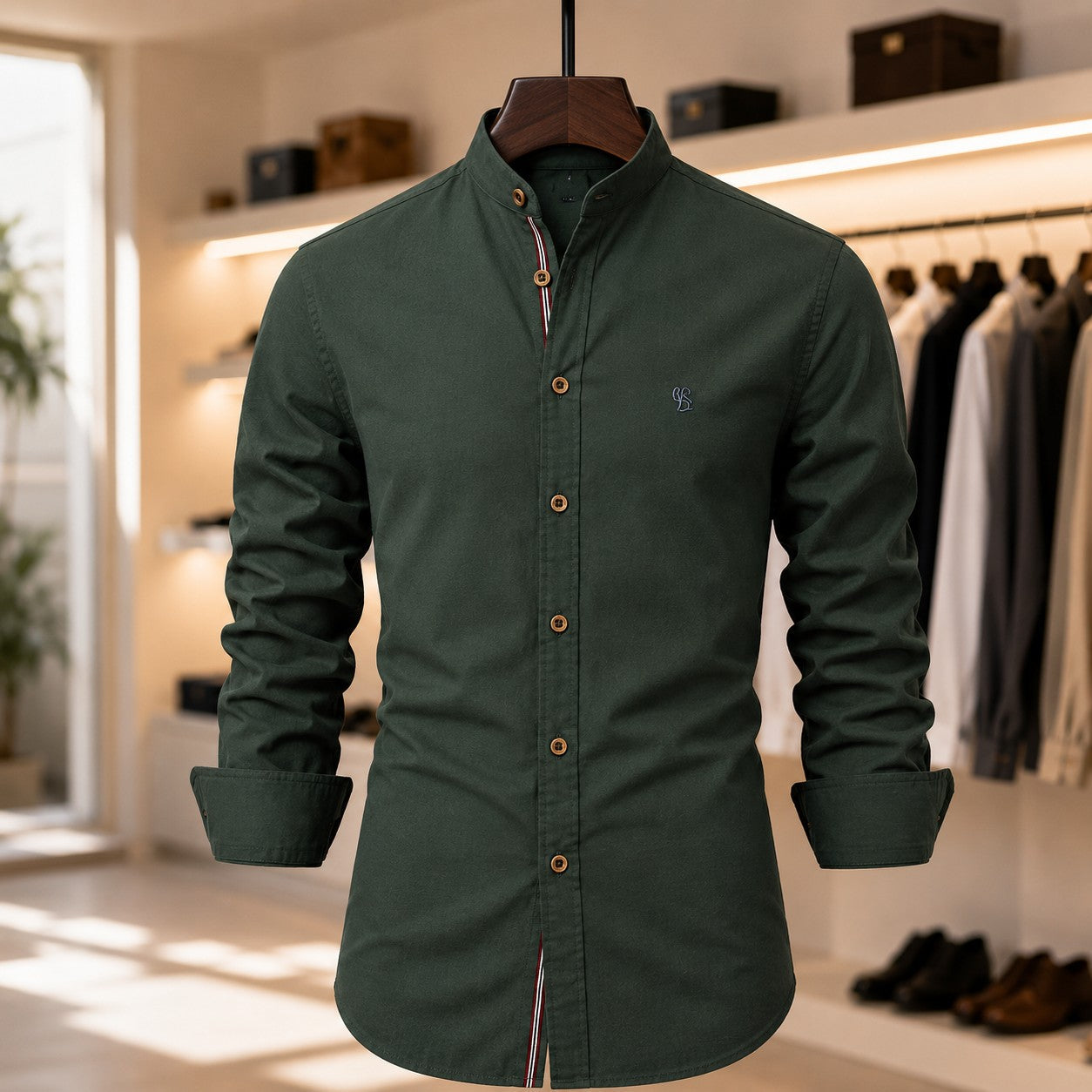 POLO NECK COTTON SHIRT