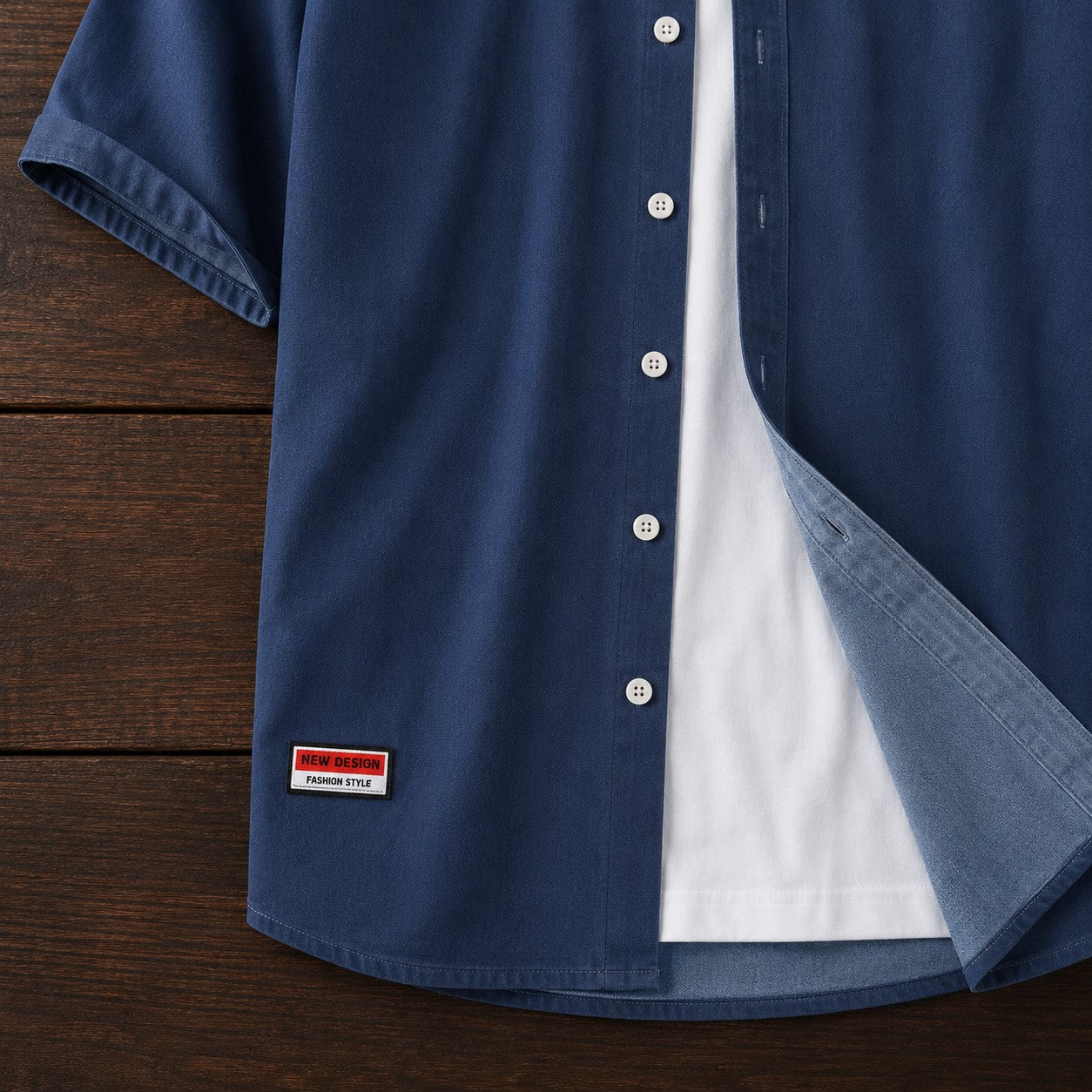 RICH WASH DENIM BUTTON TOP