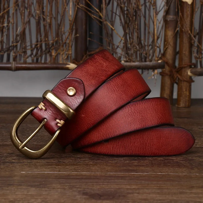 Giovanni Brass Buckle Leather Belt