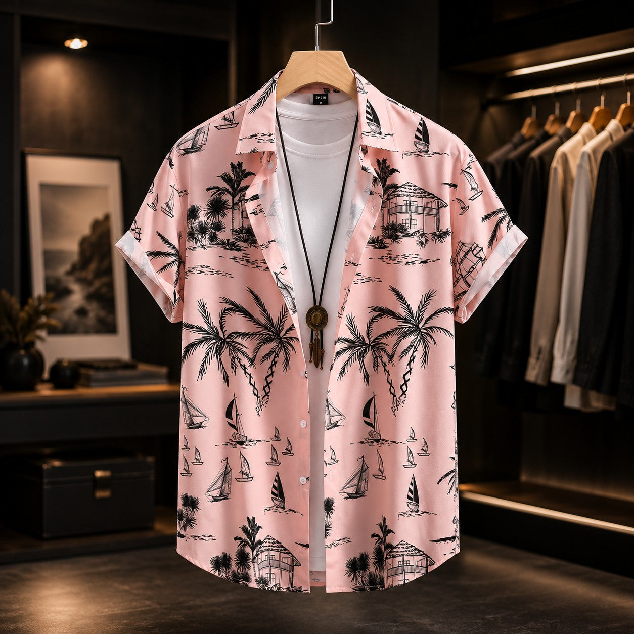 TROPICAL PRINT RESORT SHIRT