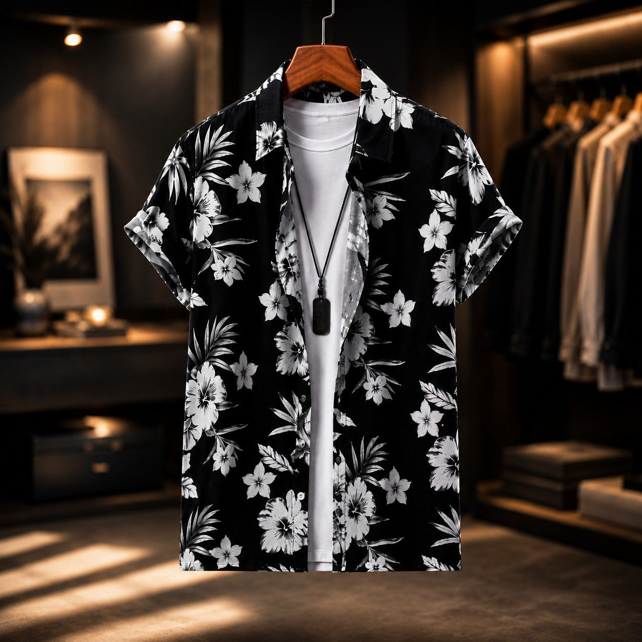 TROPICAL PRINT RESORT SHIRT