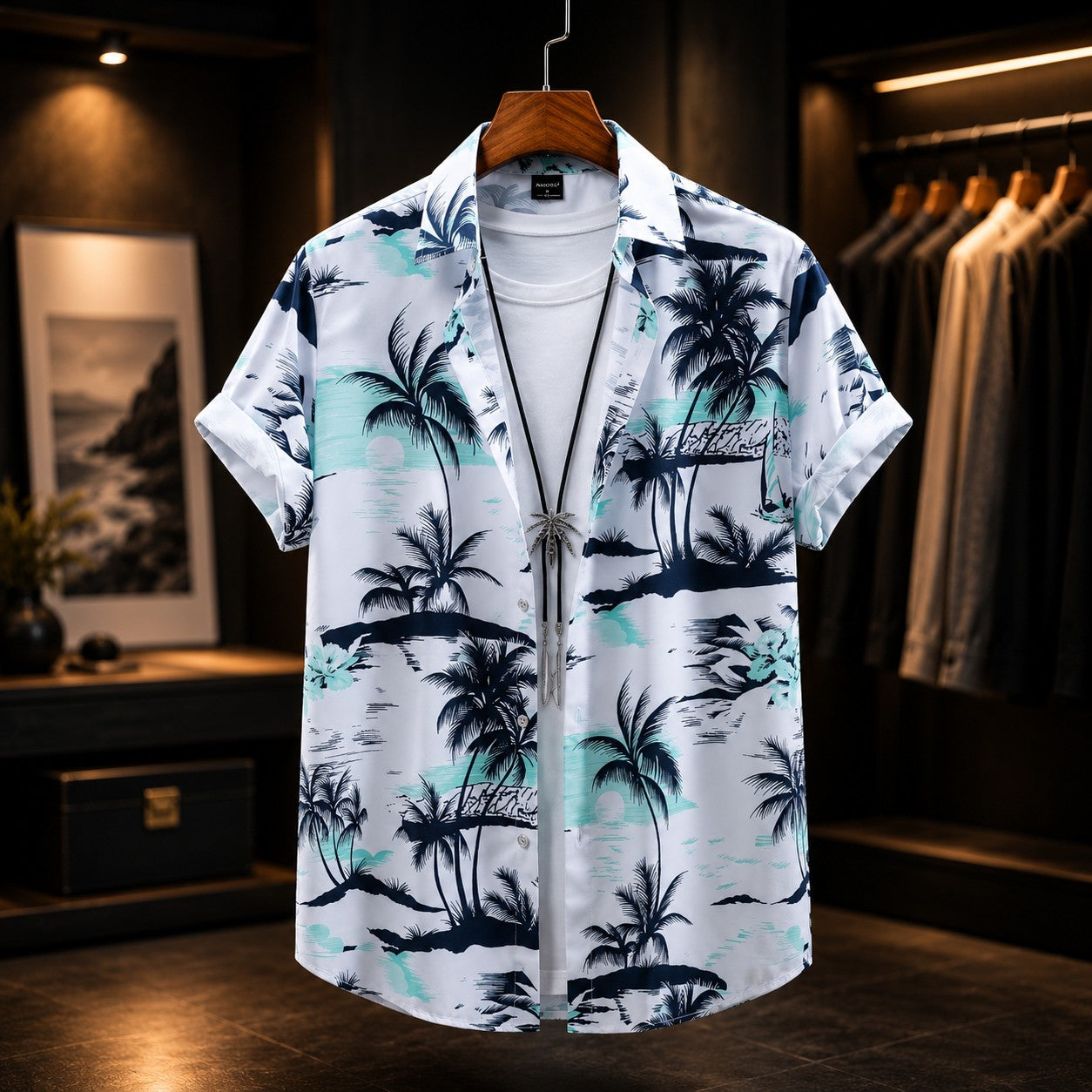 TROPICAL PRINT RESORT SHIRT