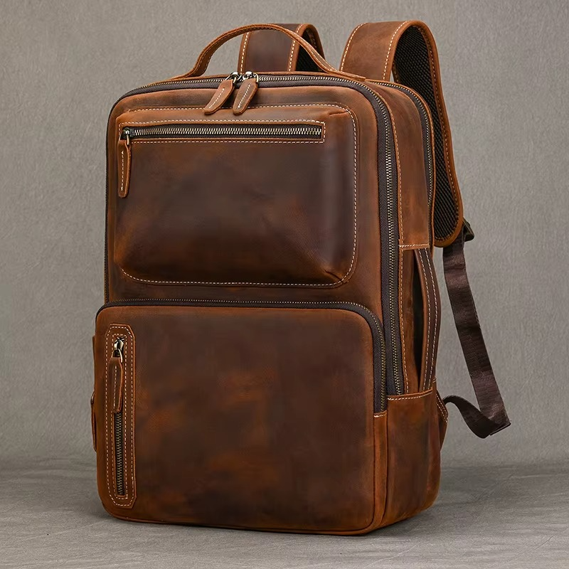 DOUBLE LAYER LEATHER BACKPACK