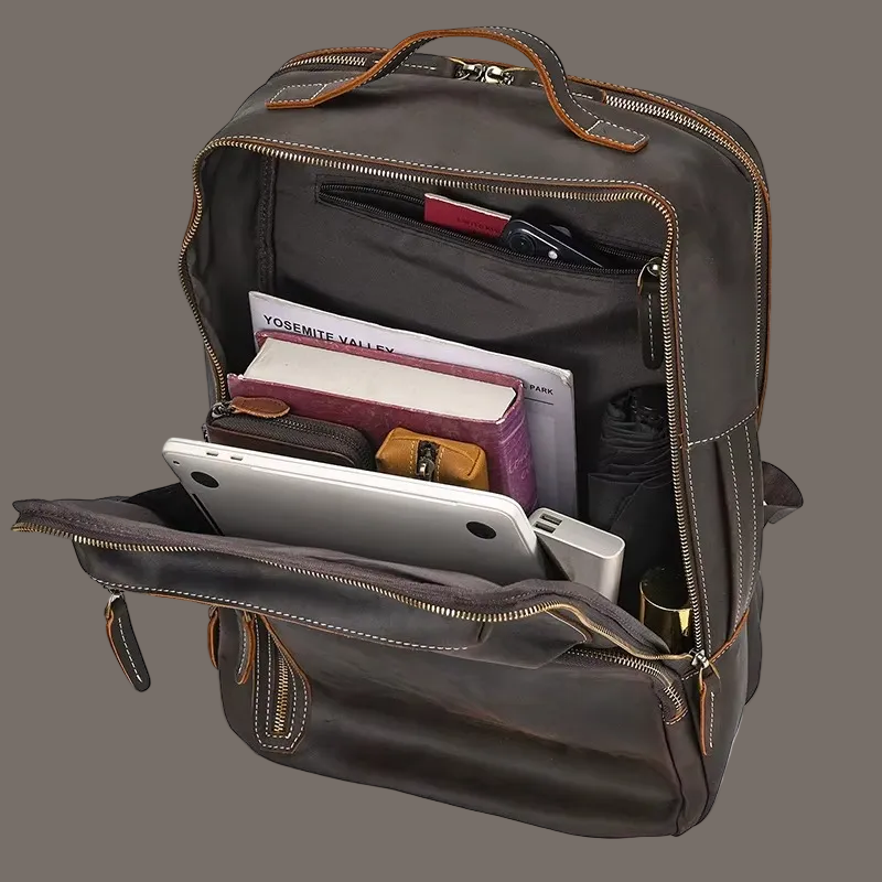 DOUBLE LAYER LEATHER BACKPACK