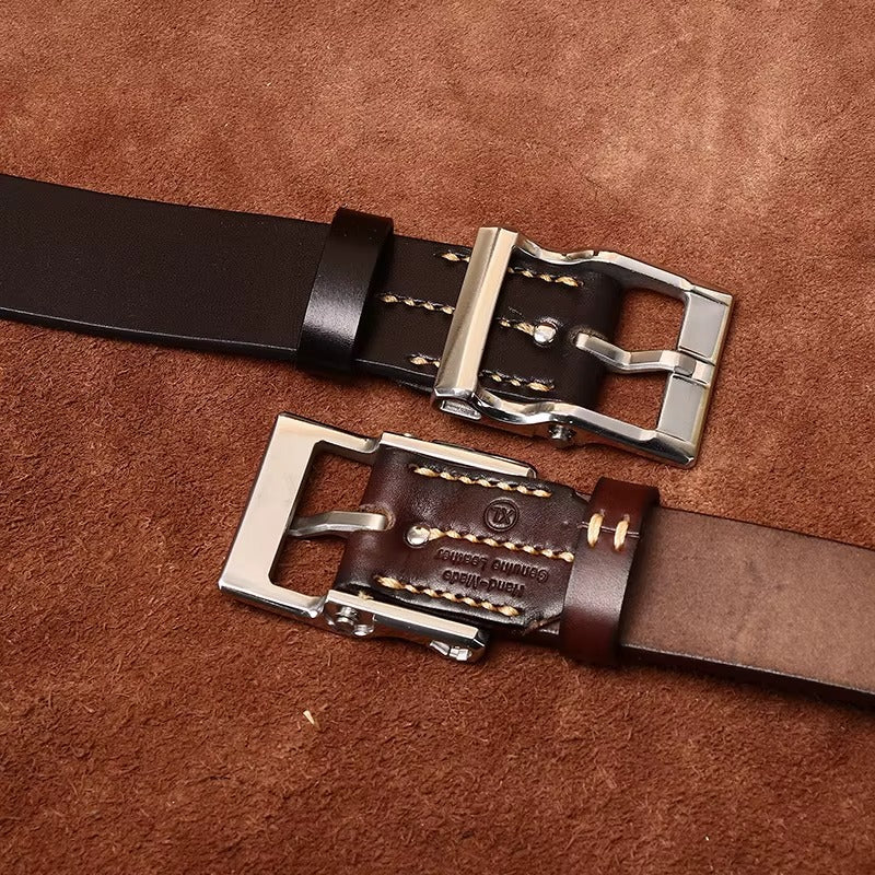 Marenzo Brass Leather Belt