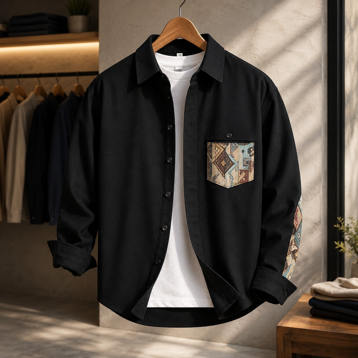 AZTEC PATCH CORD OVERSHIRT