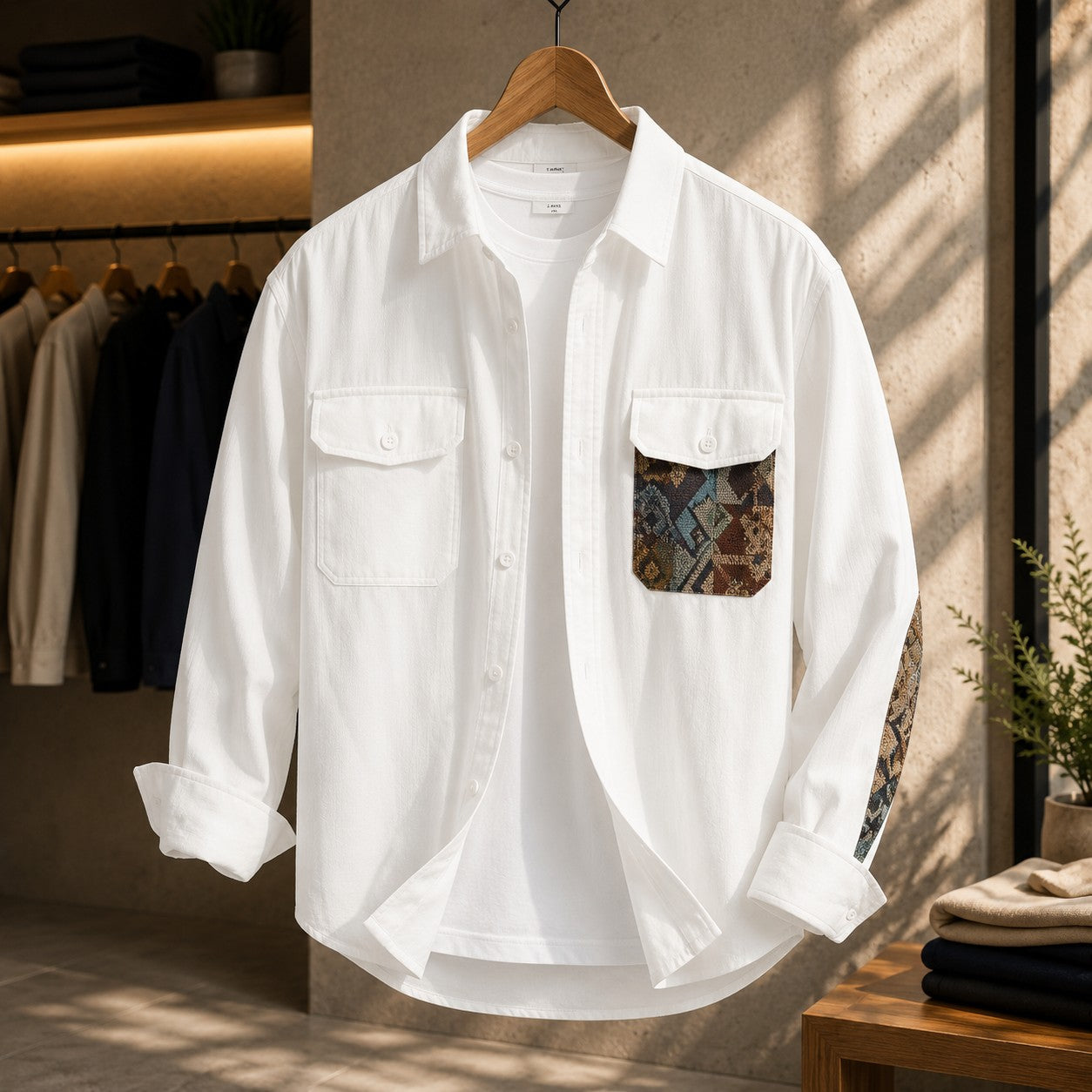 AZTEC PATCH CORD OVERSHIRT