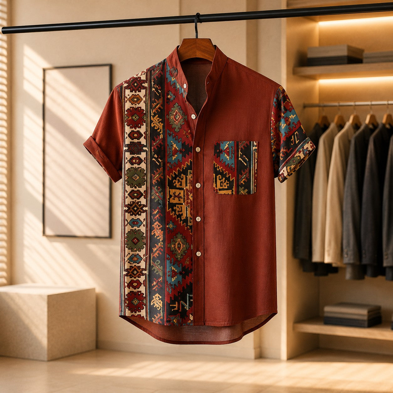 BAROQUE FLORAL ART PRINT SHIRT