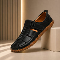 CAGE WEAVE LEATHER SANDALS