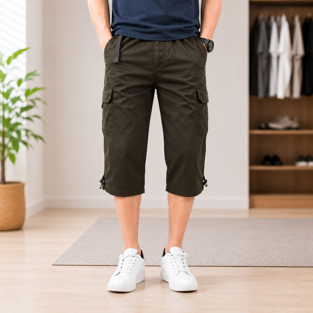CARGO ELASTIC WAIST SHORTS