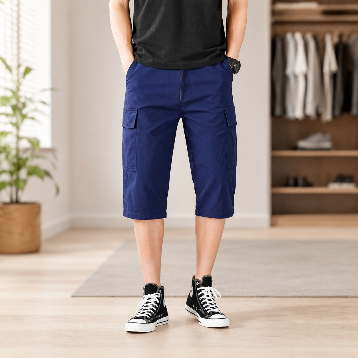 CARGO ELASTIC WAIST SHORTS