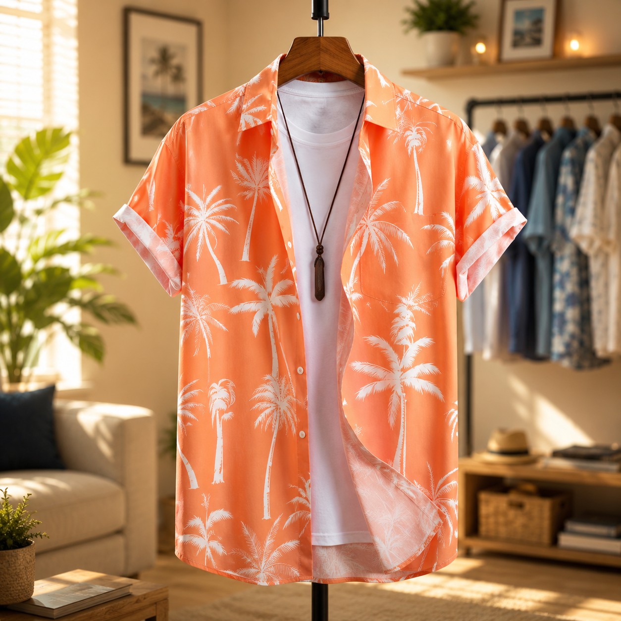 PALM PRINT BEACH SHIRT