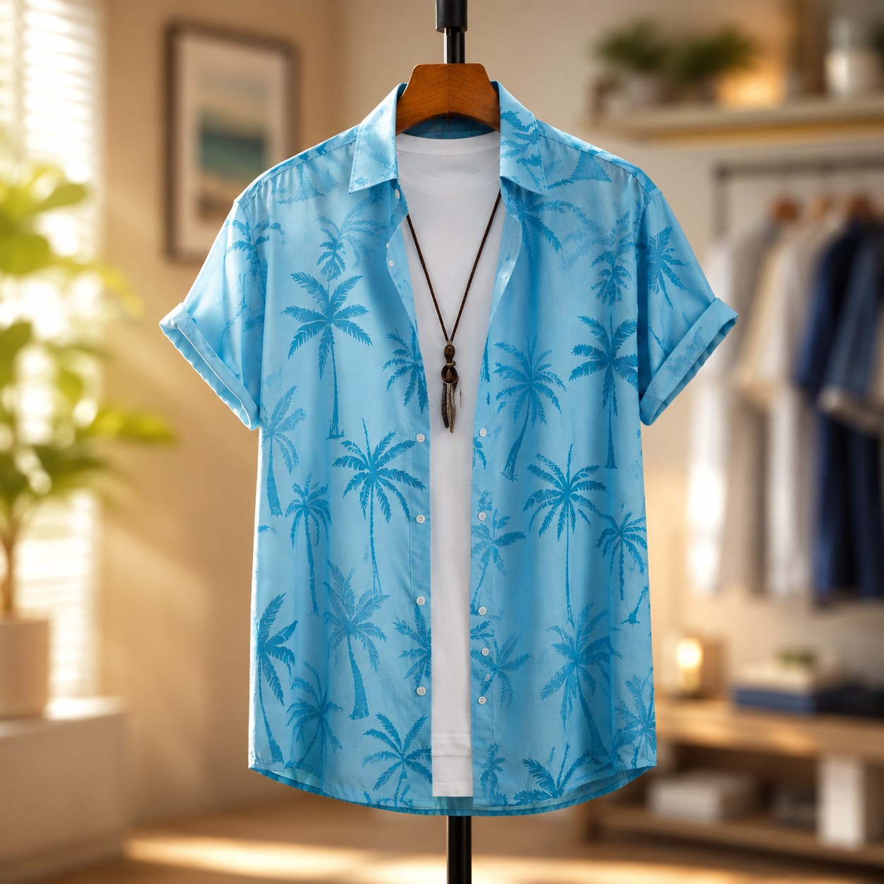 PALM PRINT BEACH SHIRT