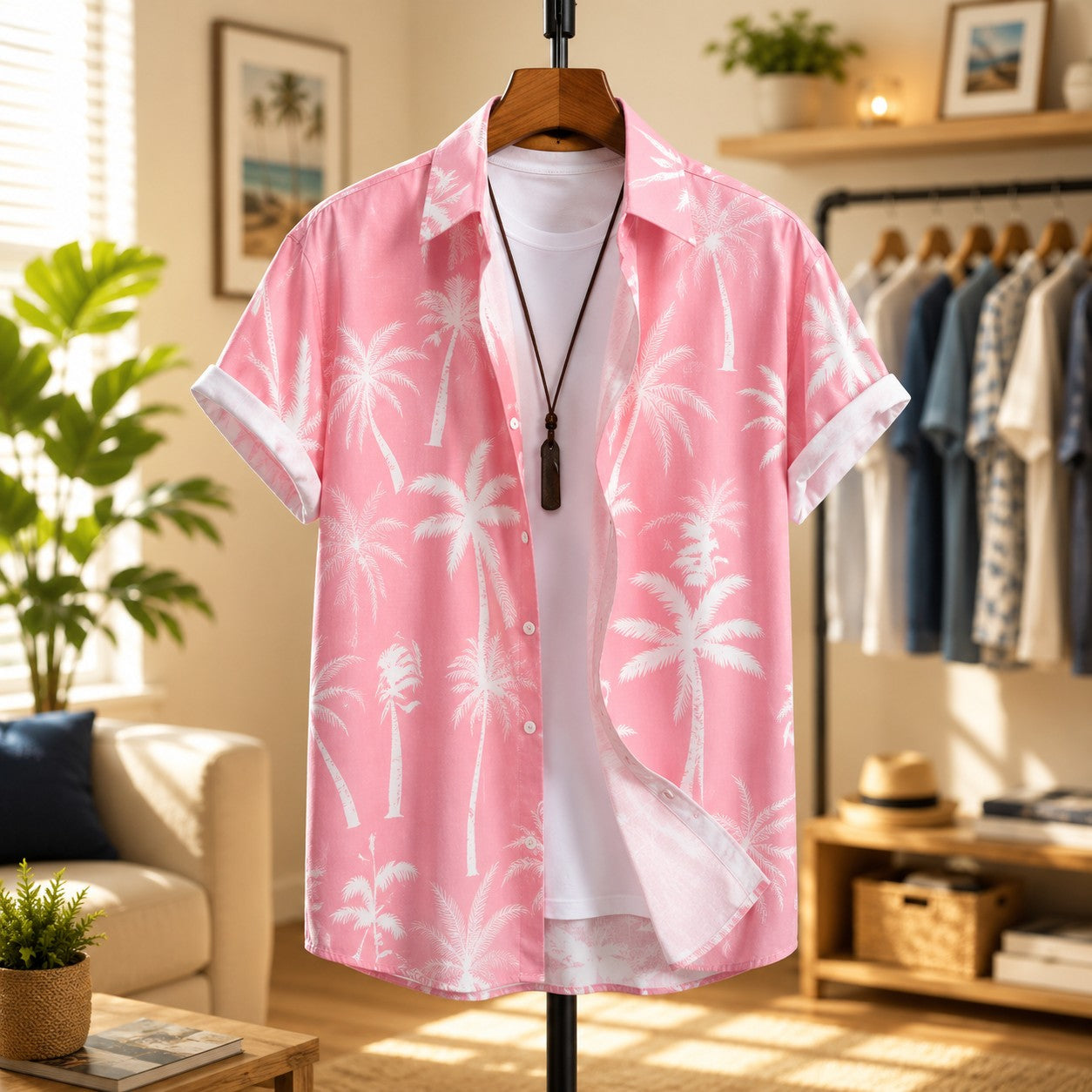 PALM PRINT BEACH SHIRT