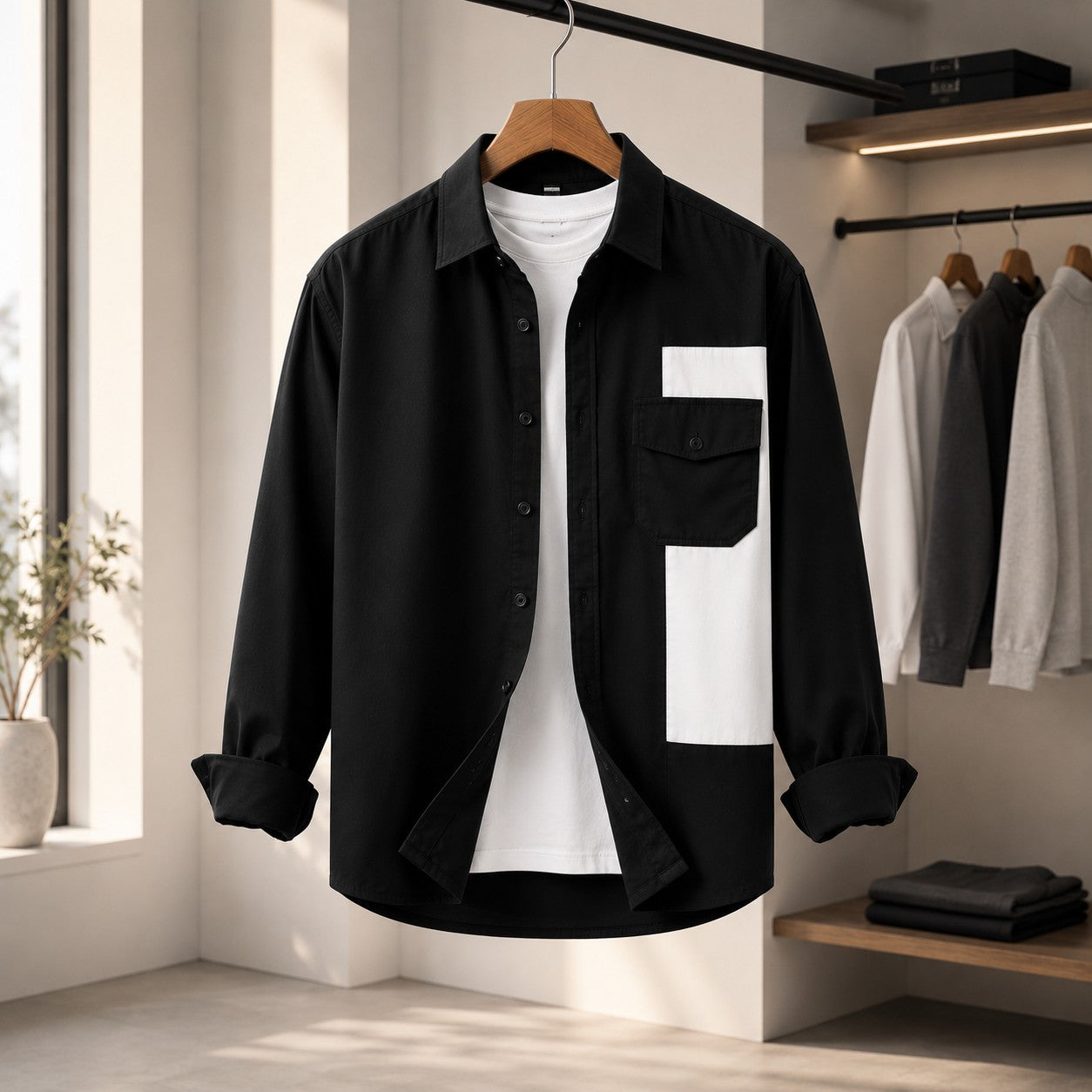 CONTRAST CHEST POCKET SHIRT