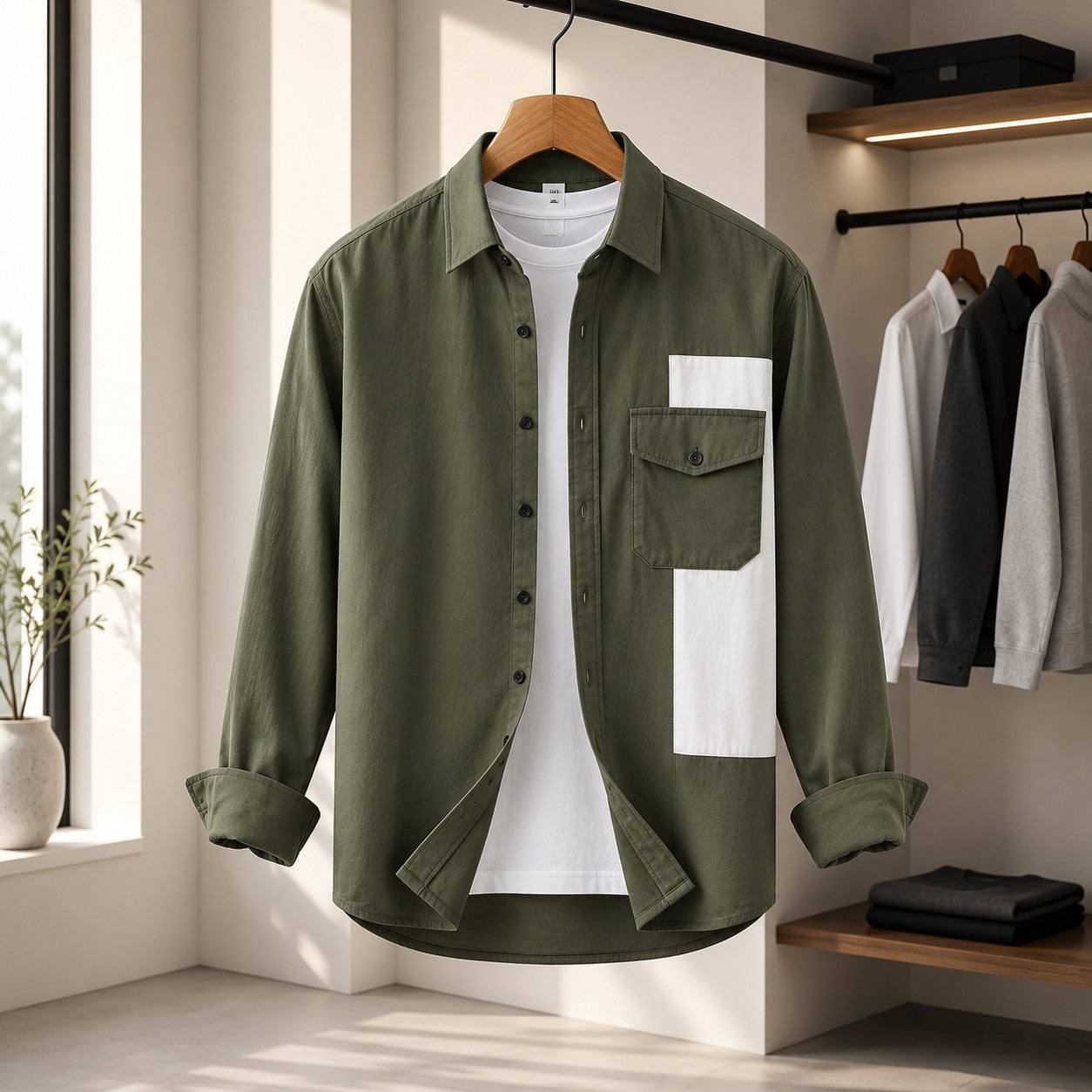 CONTRAST CHEST POCKET SHIRT