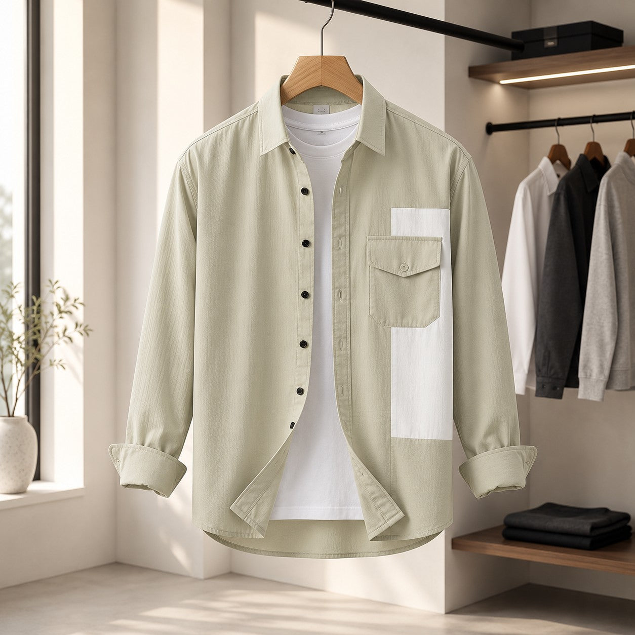 CONTRAST CHEST POCKET SHIRT