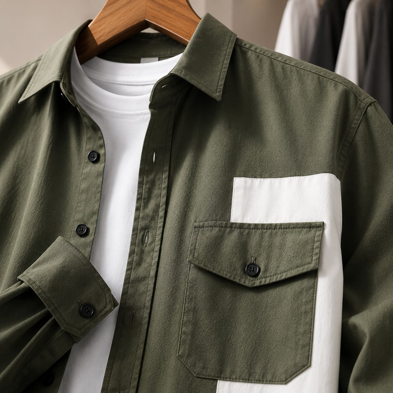 CONTRAST CHEST POCKET SHIRT