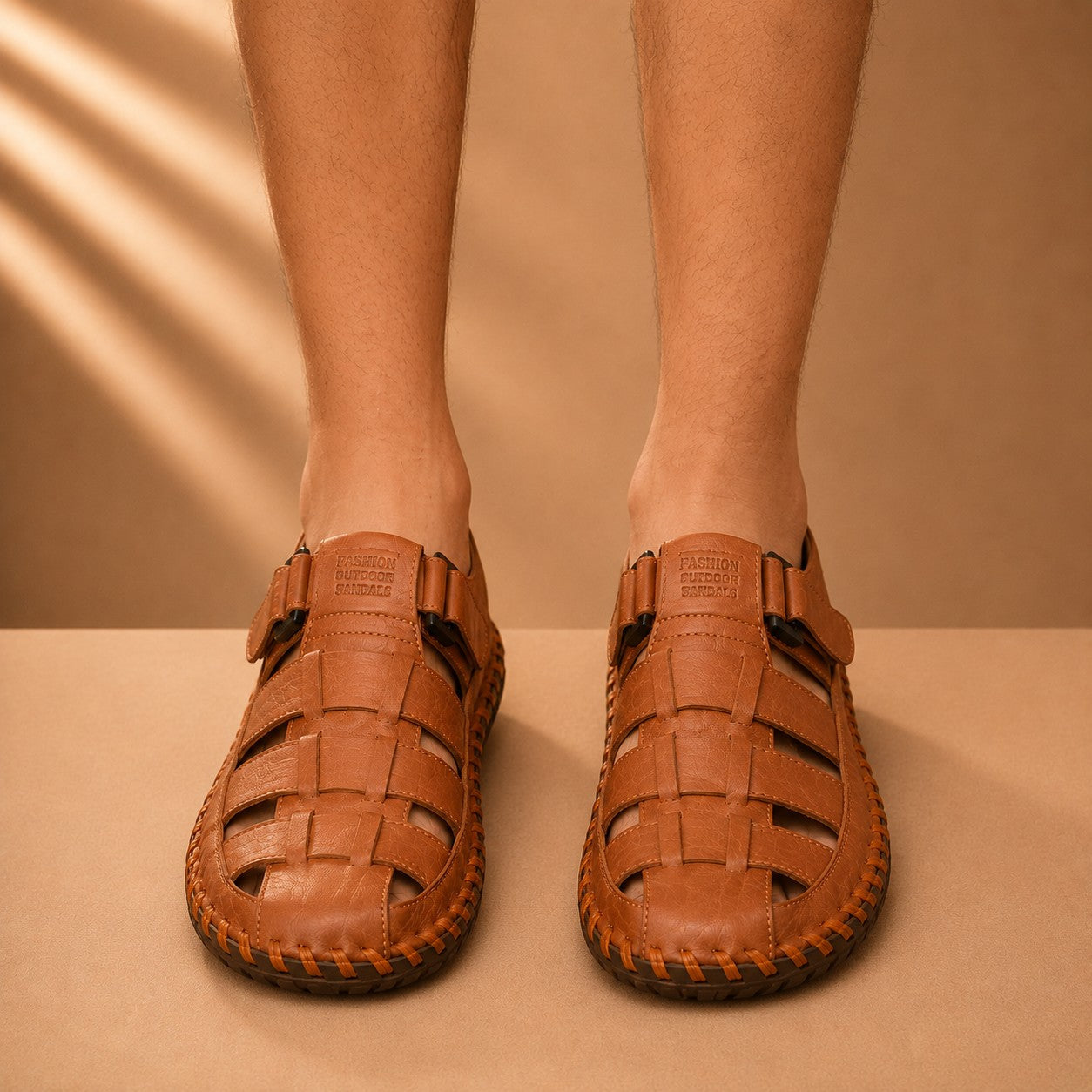 CRAFTSMAN STITCH LEATHER SANDALS