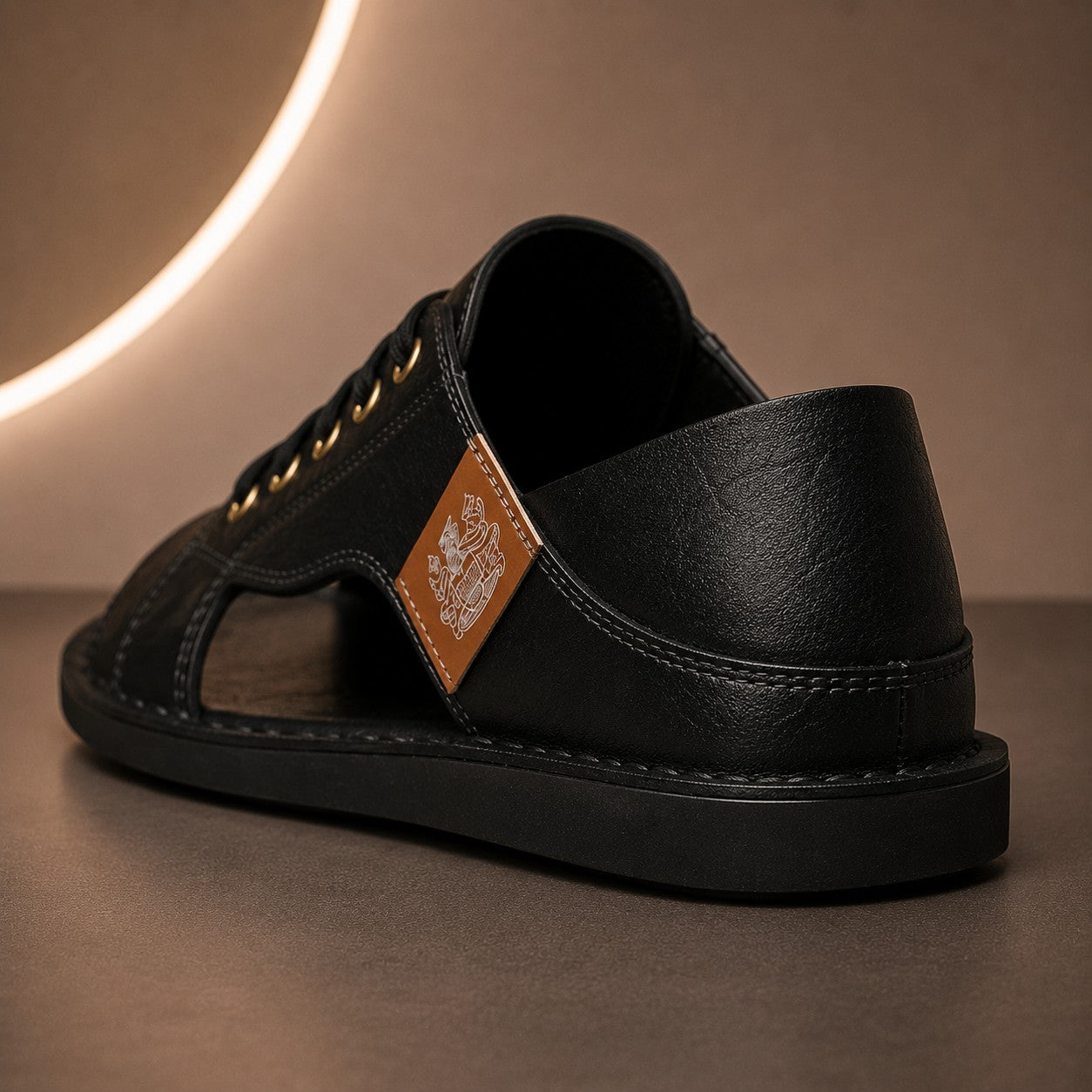 CREST LACE OPEN TOE SANDALS