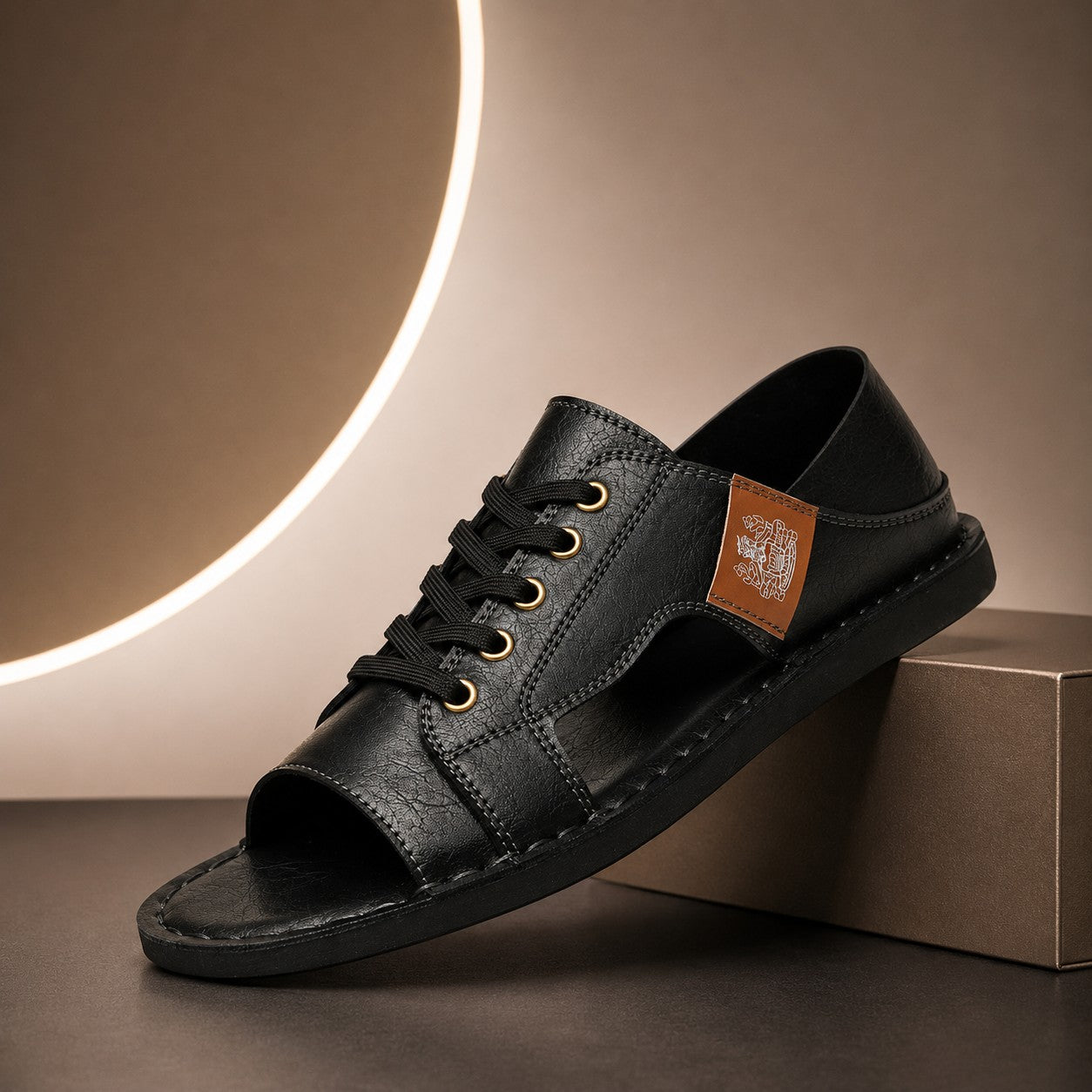 CREST LACE OPEN TOE SANDALS