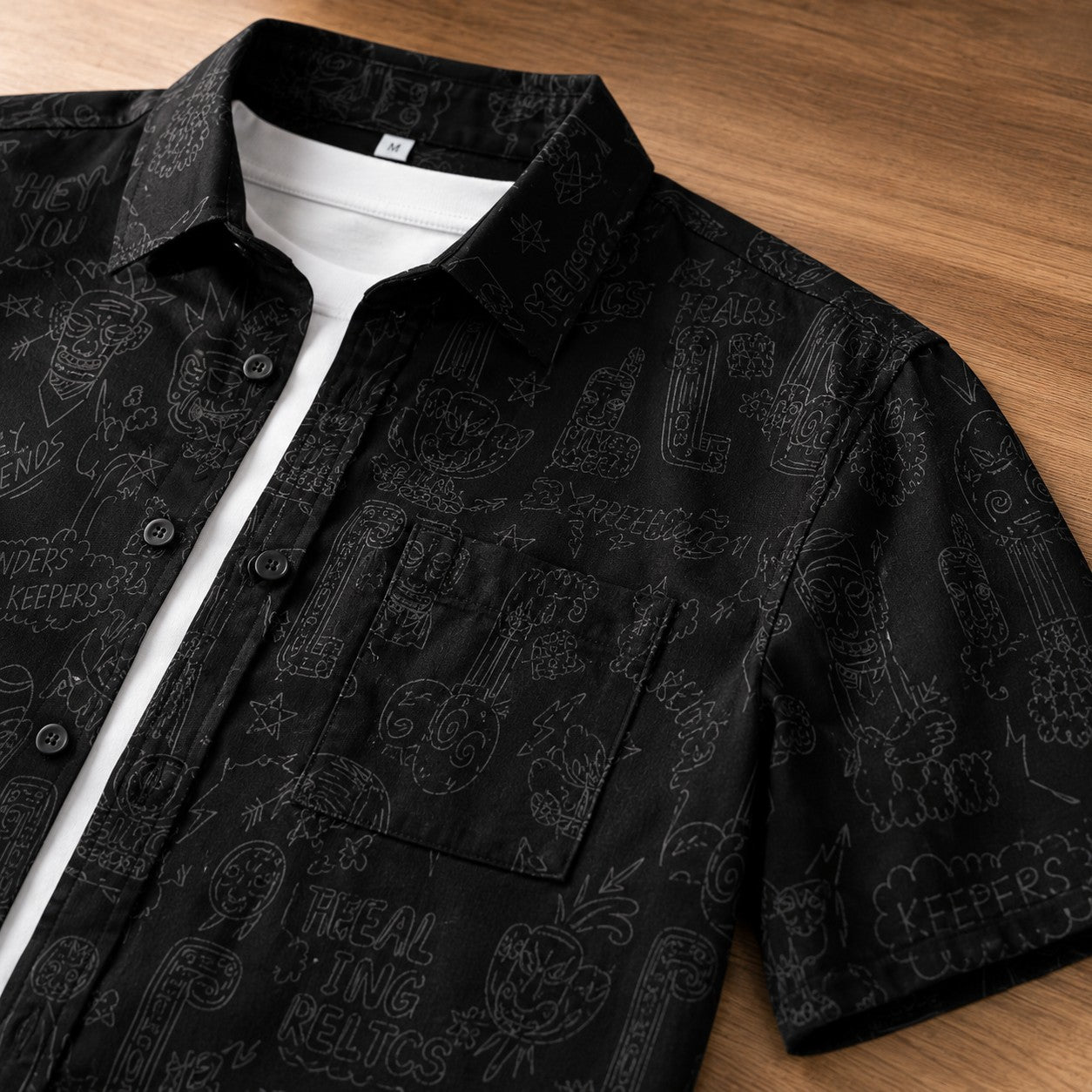 DOODLE PRINT LOOSE SHIRT