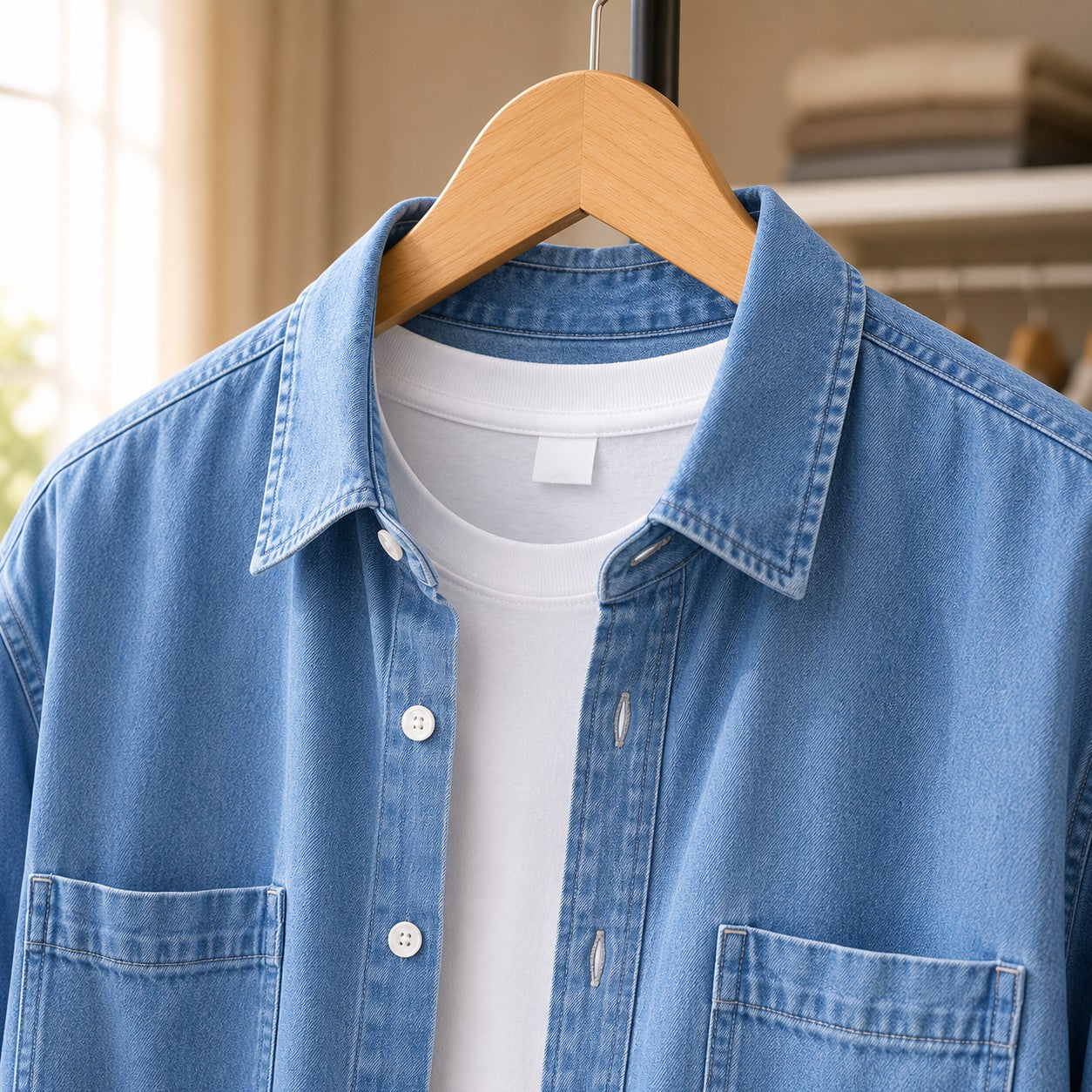 DOUBLE POCKET DENIM SHIRT