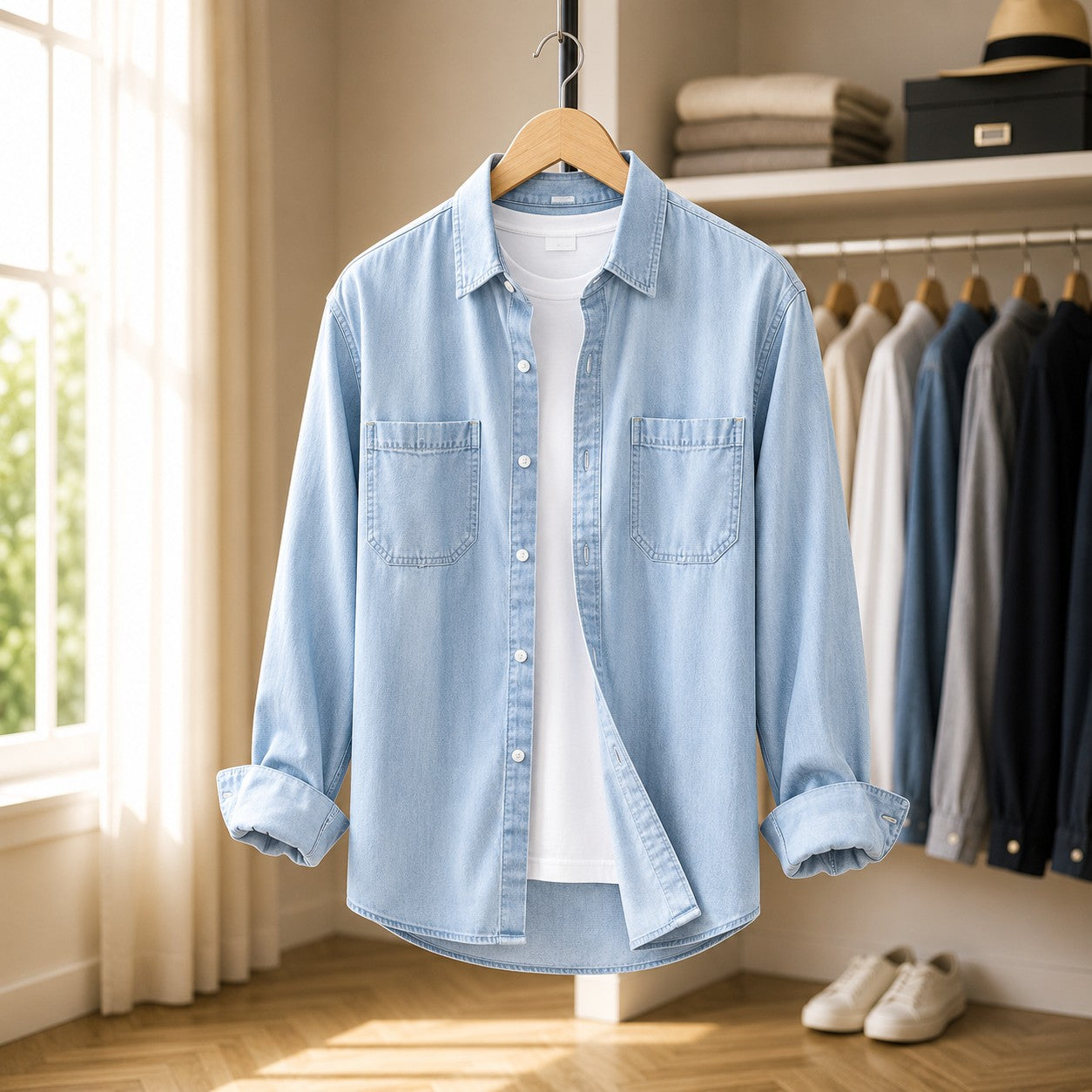DOUBLE POCKET DENIM SHIRT