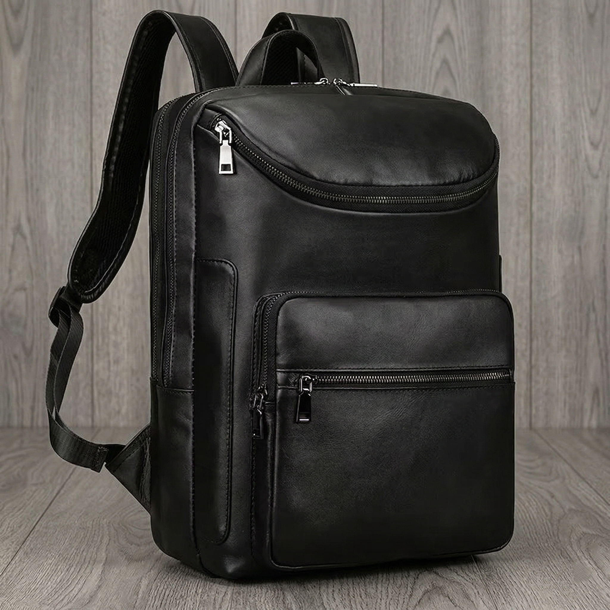 DUAL ZIP LEATHER BACKPACK