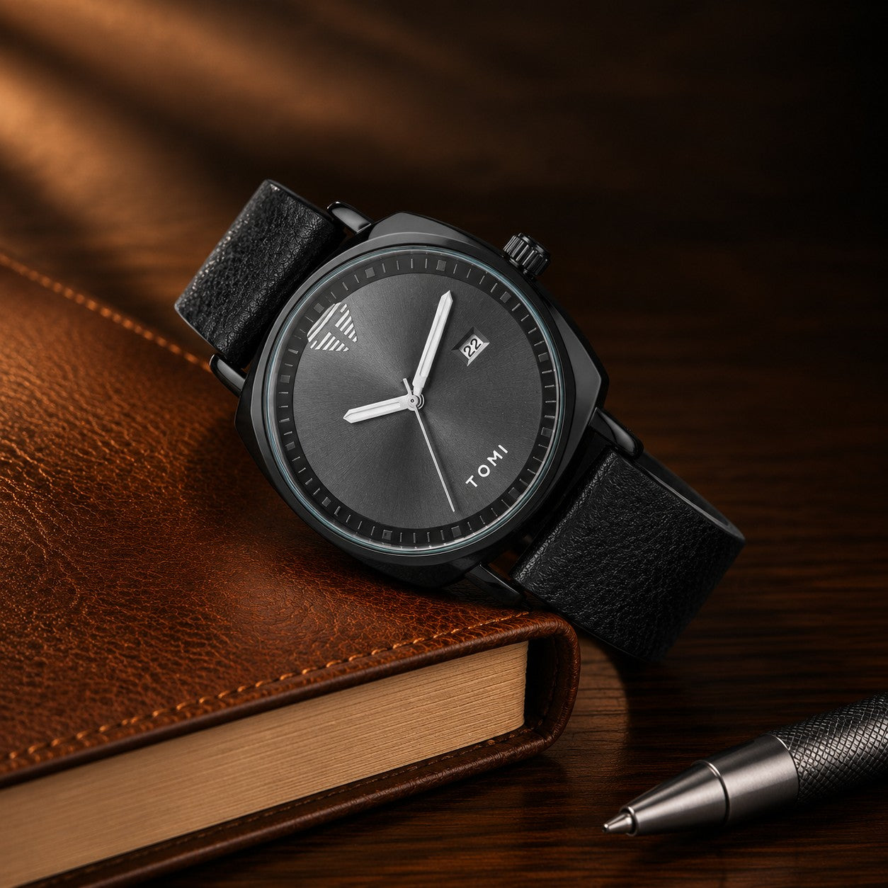 EMBLEM DIAL LEATHER WATCH