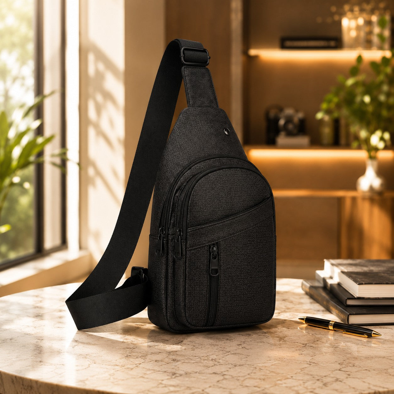 EMBOSSED SLING CHEST BAG