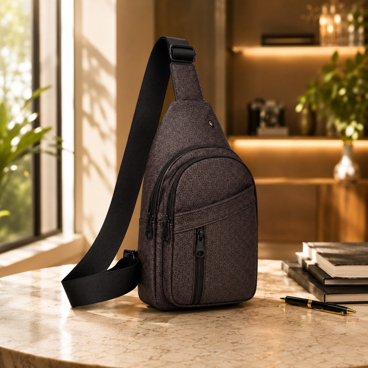 EMBOSSED SLING CHEST BAG