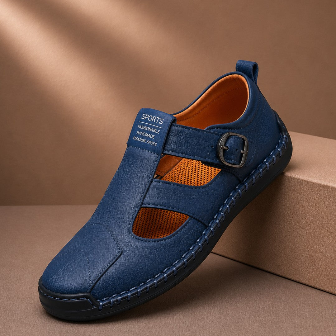 HANDSTITCHED LEATHER BUCKLE SANDAL