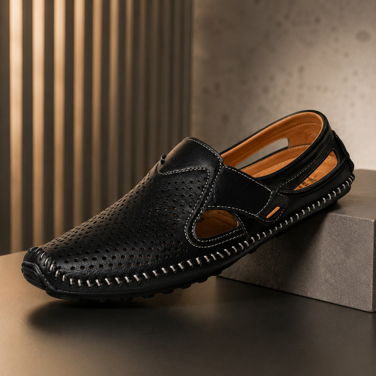 ITALIAN CUT LEATHER SLIP ON