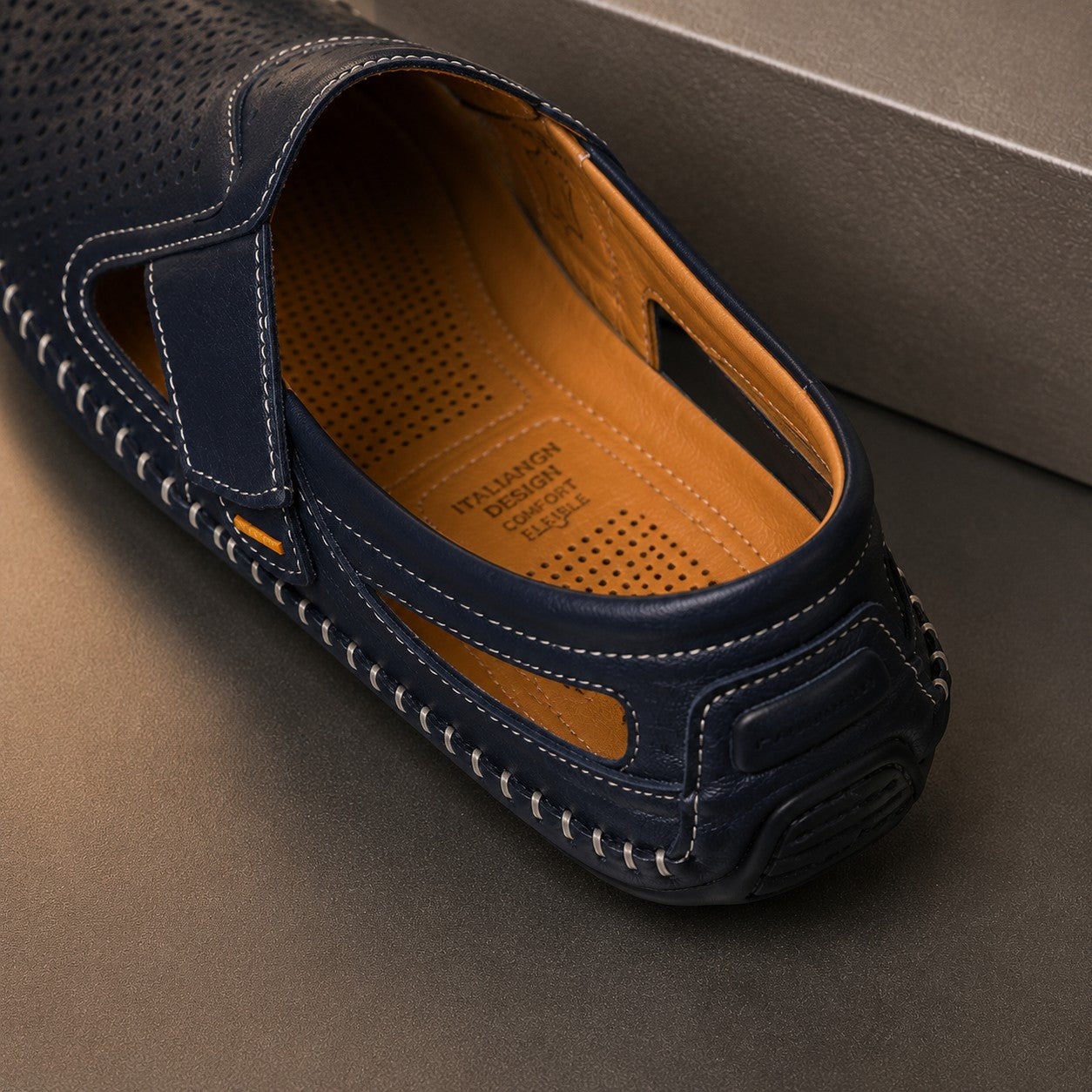 ITALIAN CUT LEATHER SLIP ON