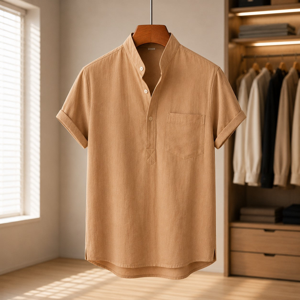LINEN CHEST POCKET SHIRT