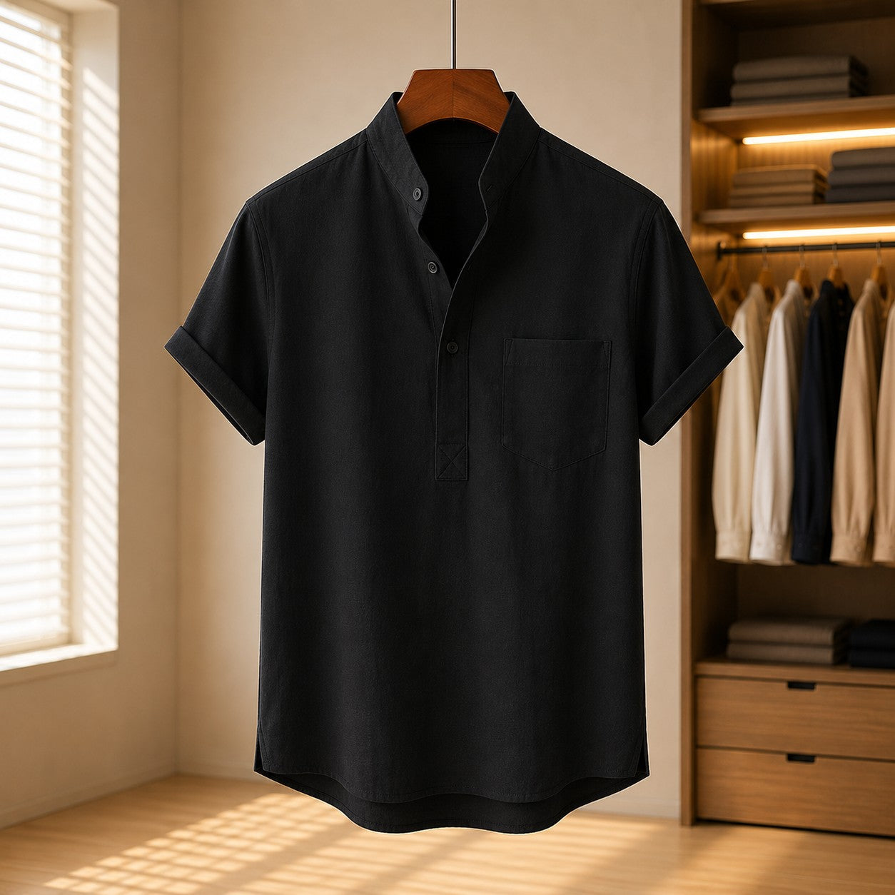 LINEN CHEST POCKET SHIRT