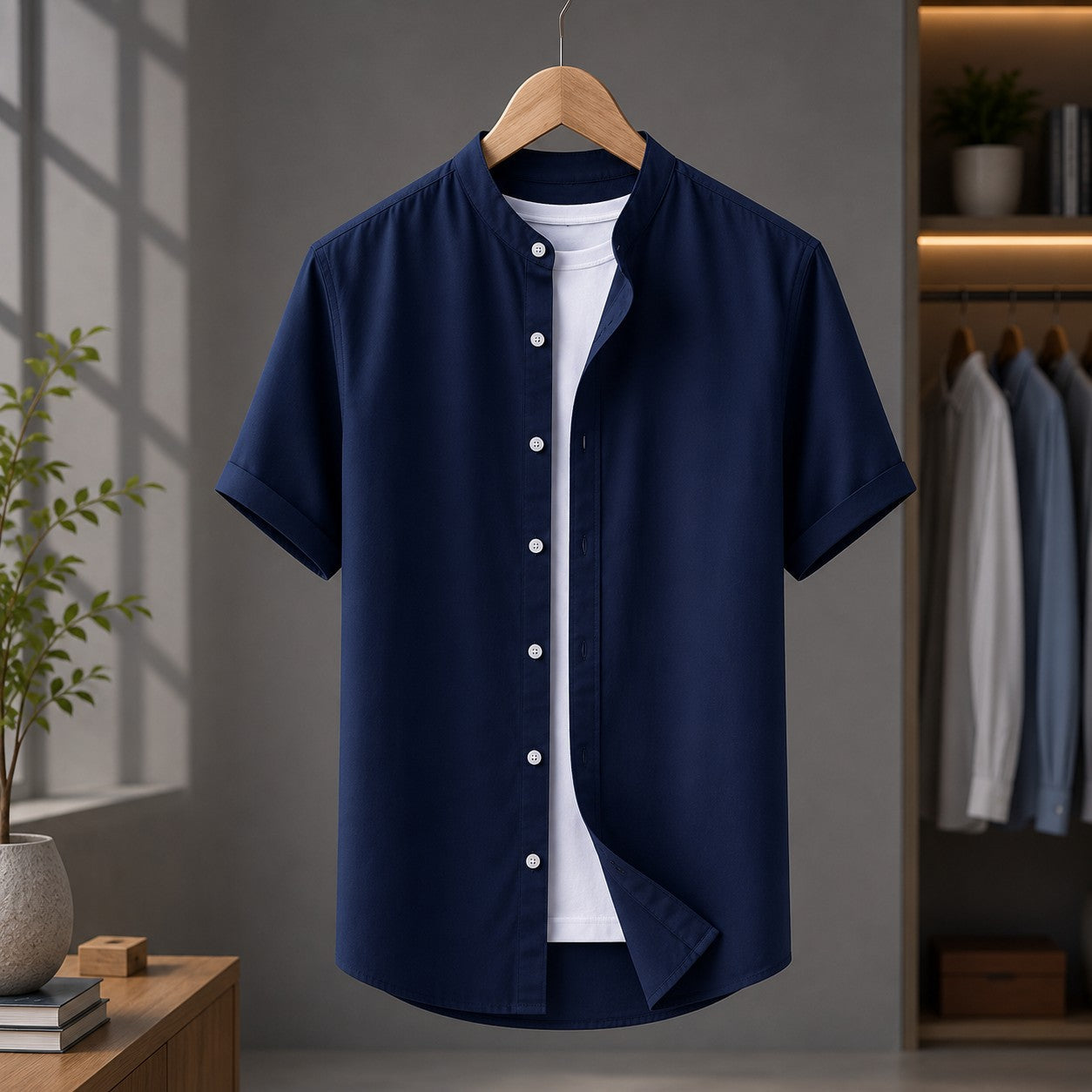 LINEN COLLAR SHIRT