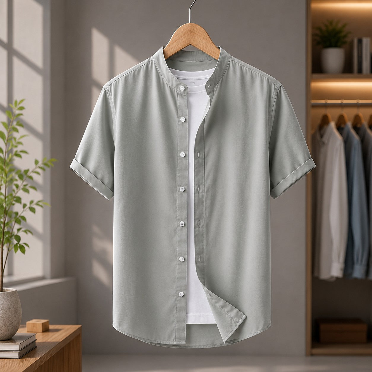 LINEN COLLAR SHIRT