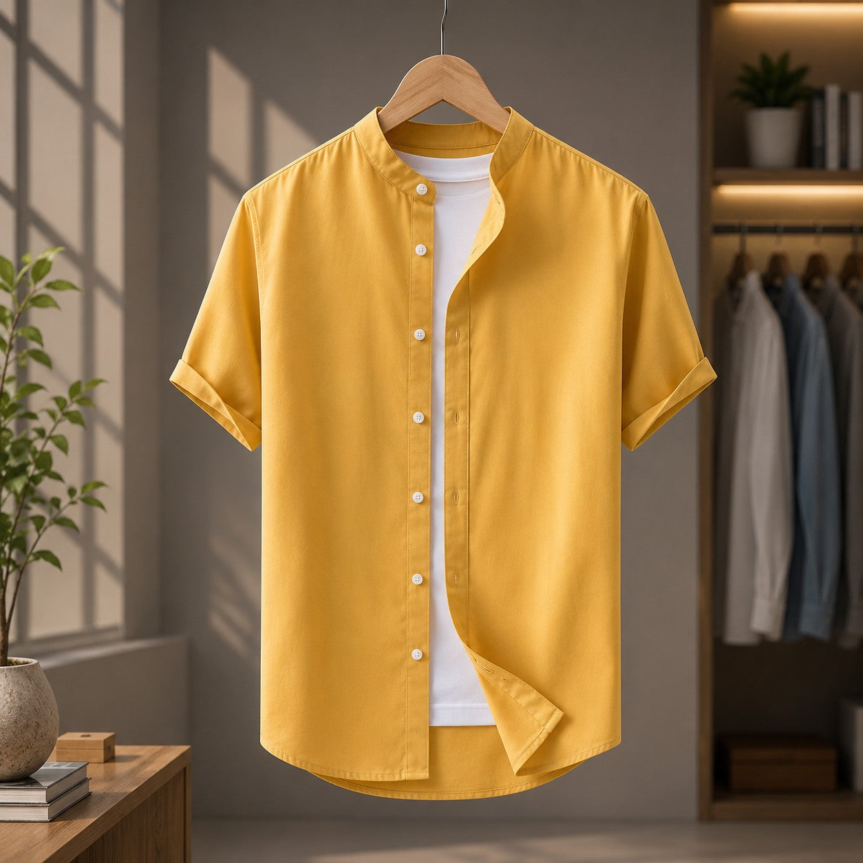 LINEN COLLAR SHIRT
